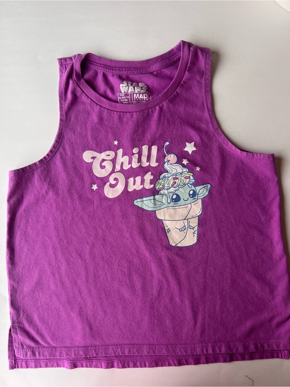 MAD Engine Purple Grogu "Chill Out" Kids Tank Top